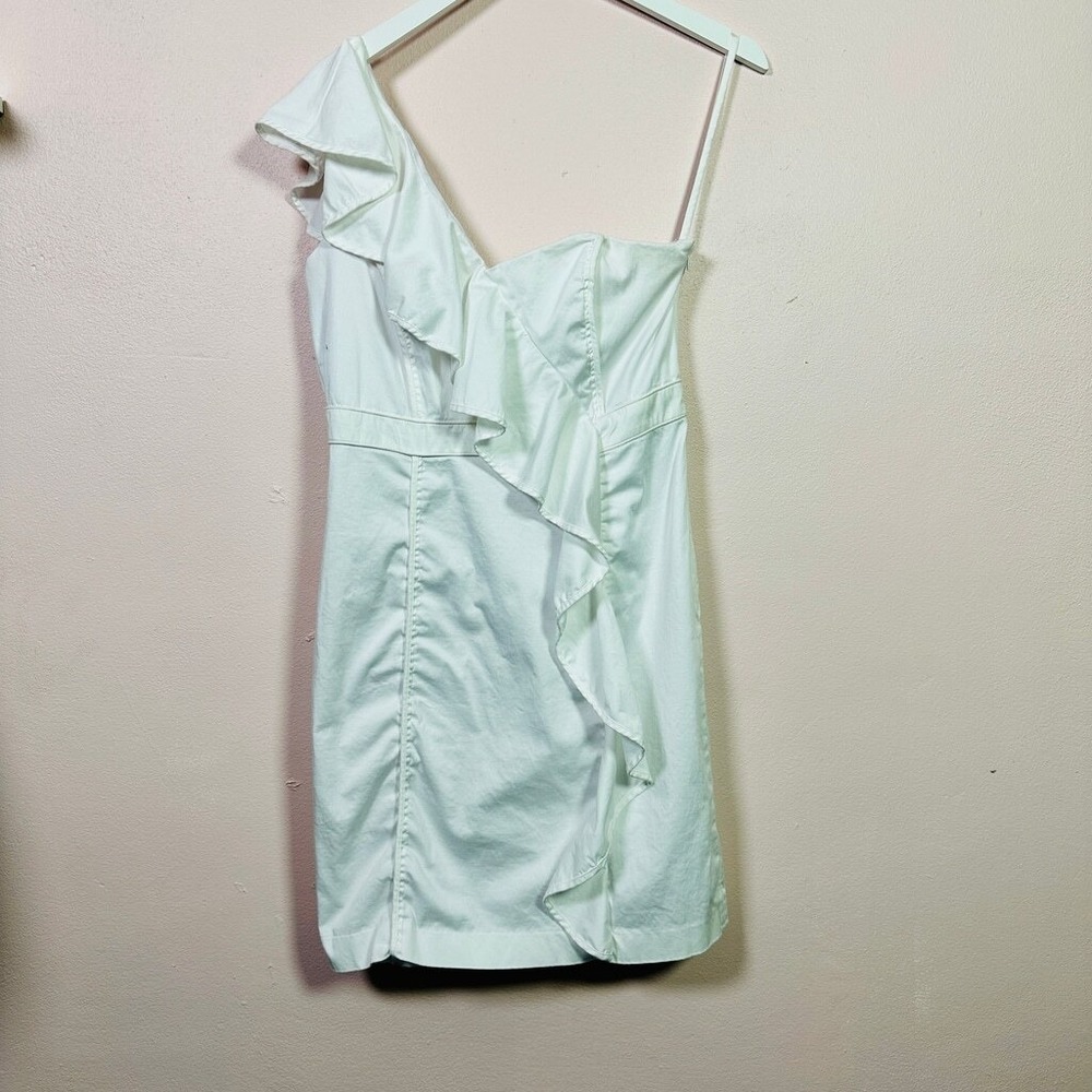 VINCE CAMUTO One Shoulder Ruffle Sheath Dress White Size 10